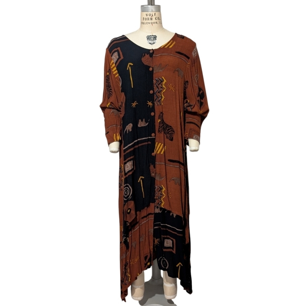 Chantik Bohemian Animal Print Midi Dress/Jacket